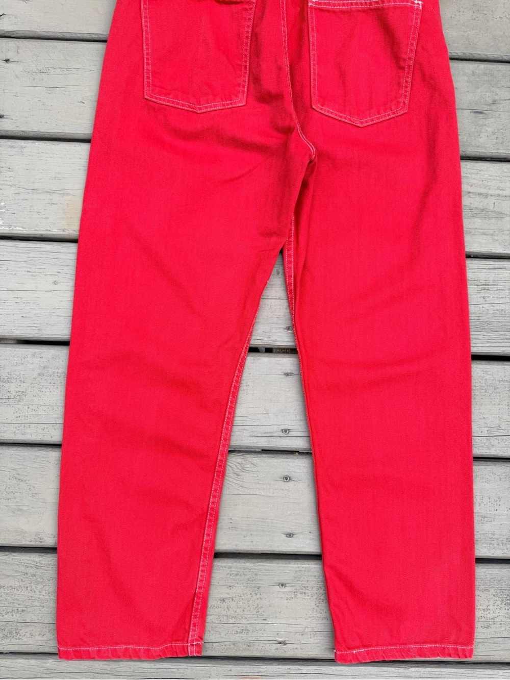 Free People We The Free Ziggy Red Denim Overalls in Heart Eyes Red - Picture 11 of 16